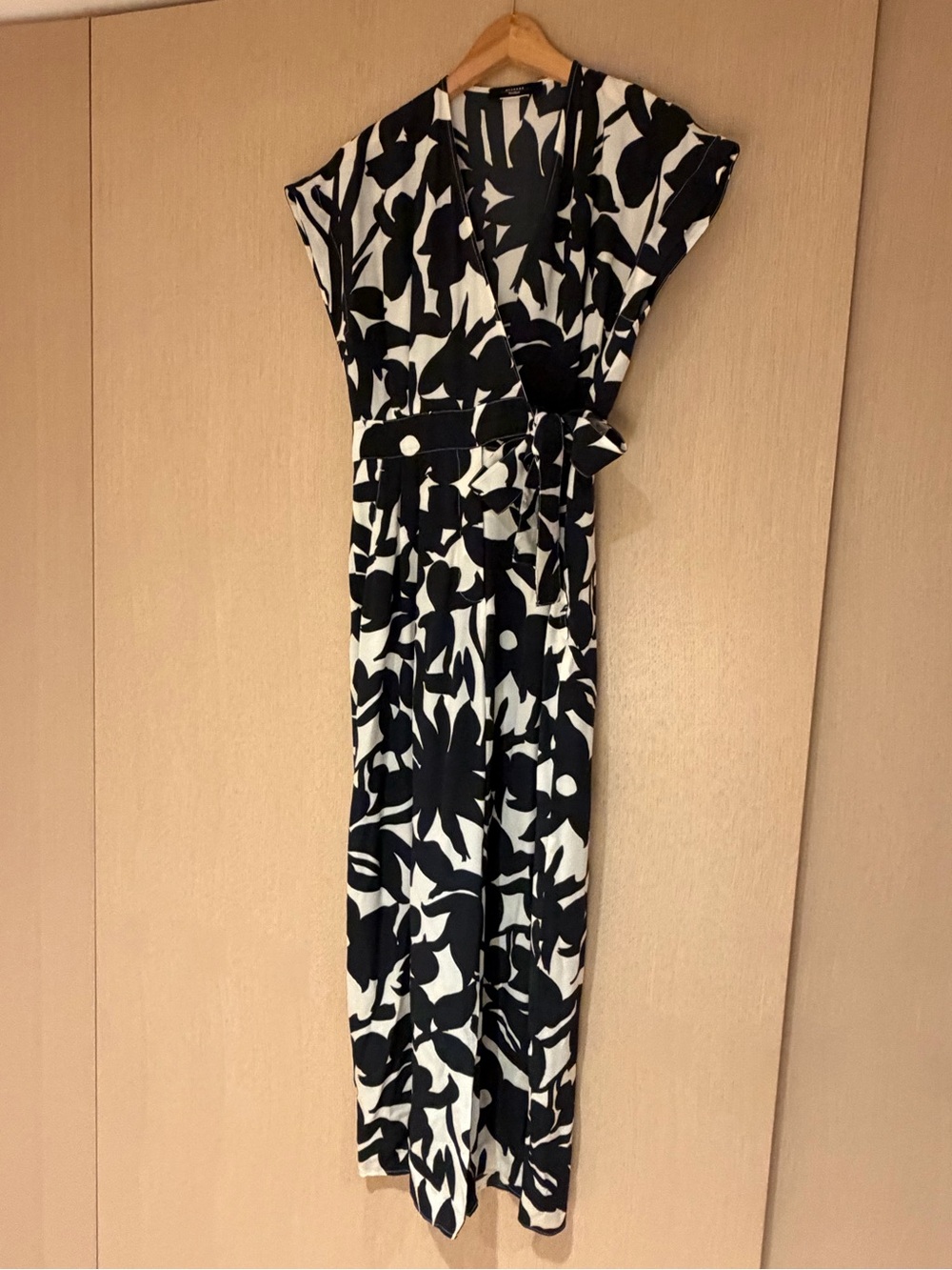 MaxMara Black and White Floral Wrap Jumpsuit